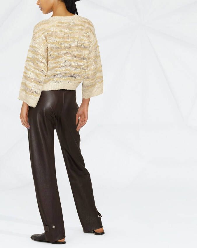 Brunello Cucinelli Trui verfraaid met pailletten Beige