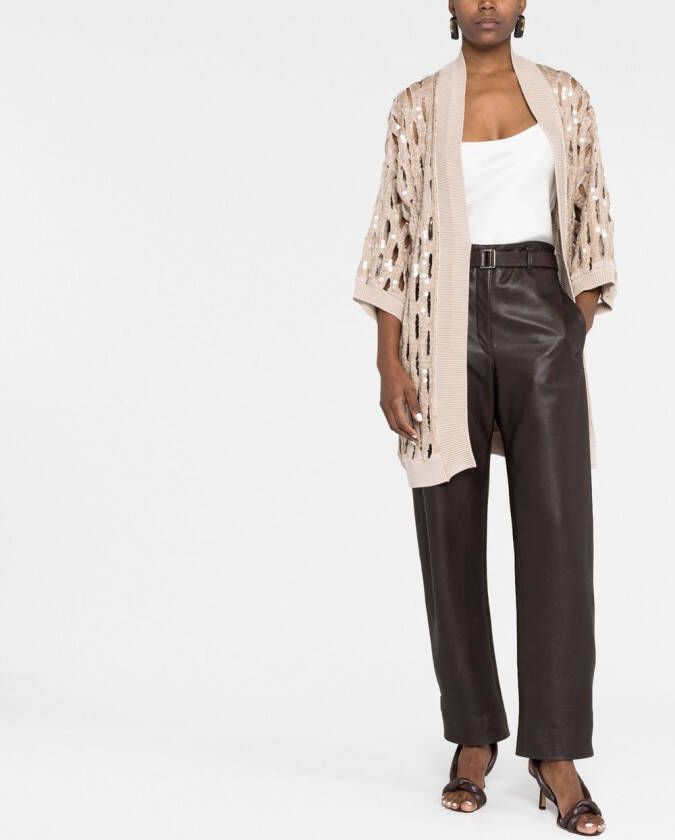 Brunello Cucinelli Vest verfraaid met pailletten Beige