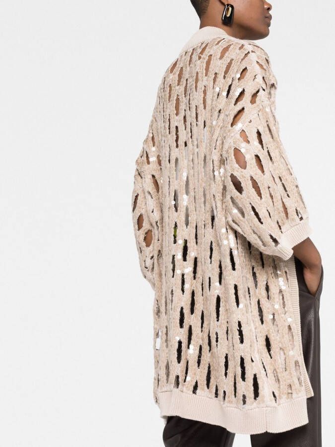 Brunello Cucinelli Vest verfraaid met pailletten Beige