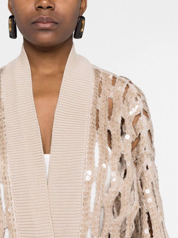 Brunello Cucinelli Vest verfraaid met pailletten Beige