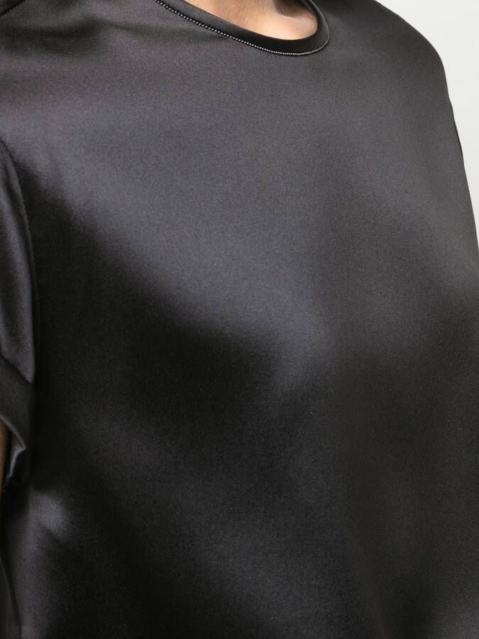 Brunello Cucinelli Zijden T-shirt Zwart