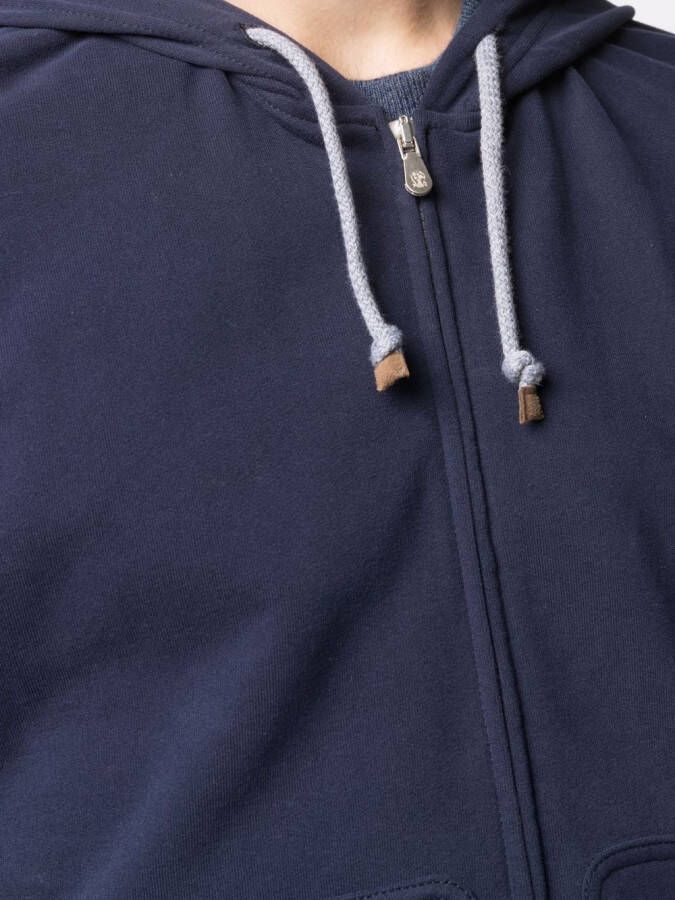 Brunello Cucinelli zip-up stretch-fit hoodie Blauw