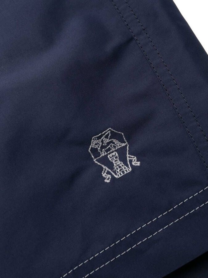 Brunello Cucinelli Zwembroek met geborduurd logo Blauw