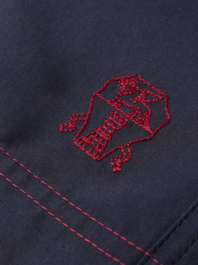 Brunello Cucinelli Zwembroek met geborduurd logo Blauw