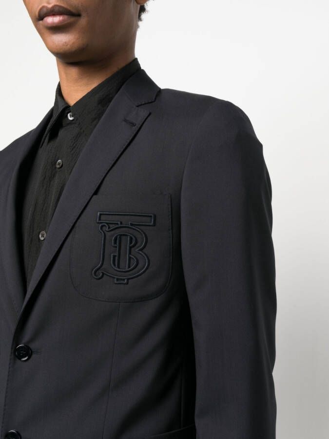 Burberry Blazer met geborduurd logo Blauw