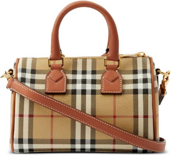 Burberry Check Mini Bowling tas Bruin
