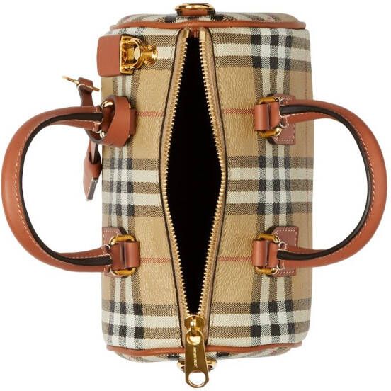 Burberry Check Mini Bowling tas Bruin