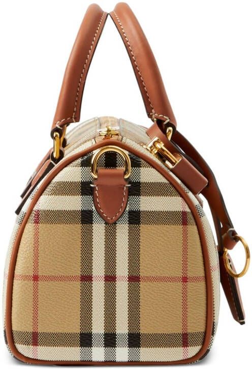 Burberry Check Mini Bowling tas Bruin
