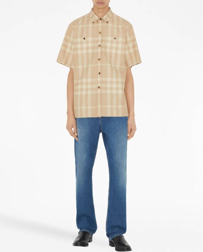 Burberry Geruit overhemd Beige