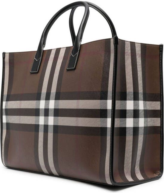 Burberry Geruite shopper Bruin