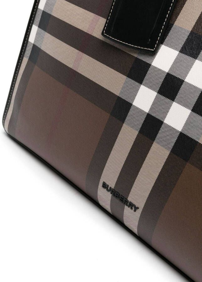 Burberry Geruite shopper Bruin