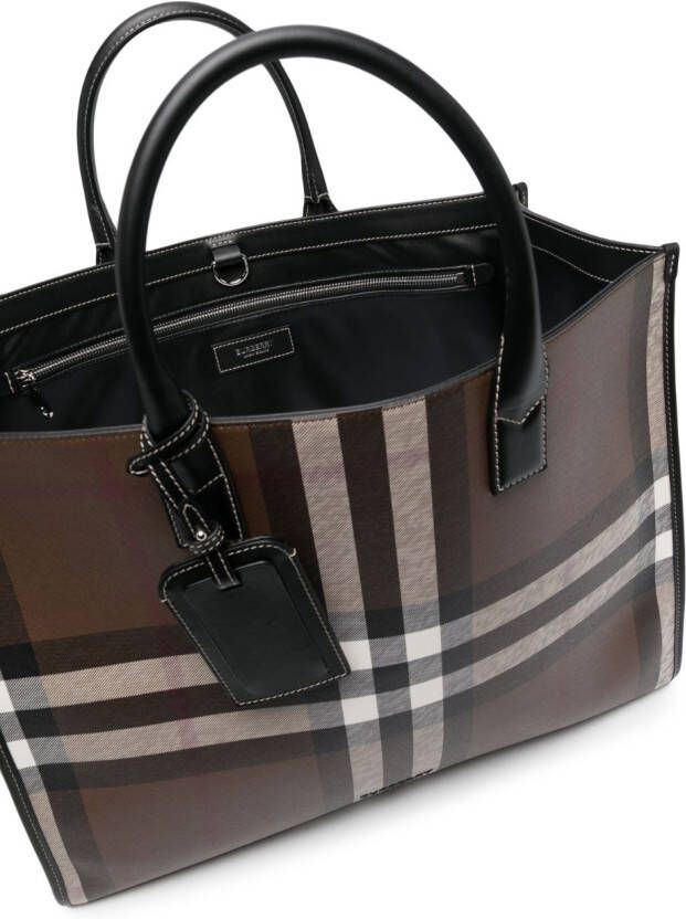 Burberry Geruite shopper Bruin