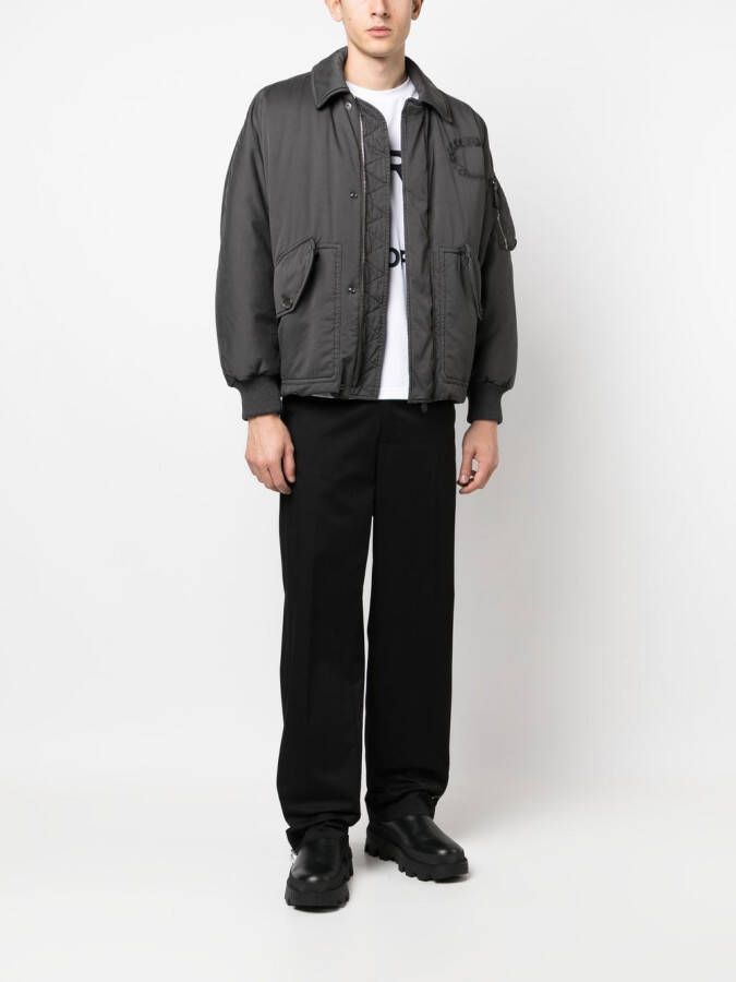 Burberry Bomberjack met geborduurd logo Grijs