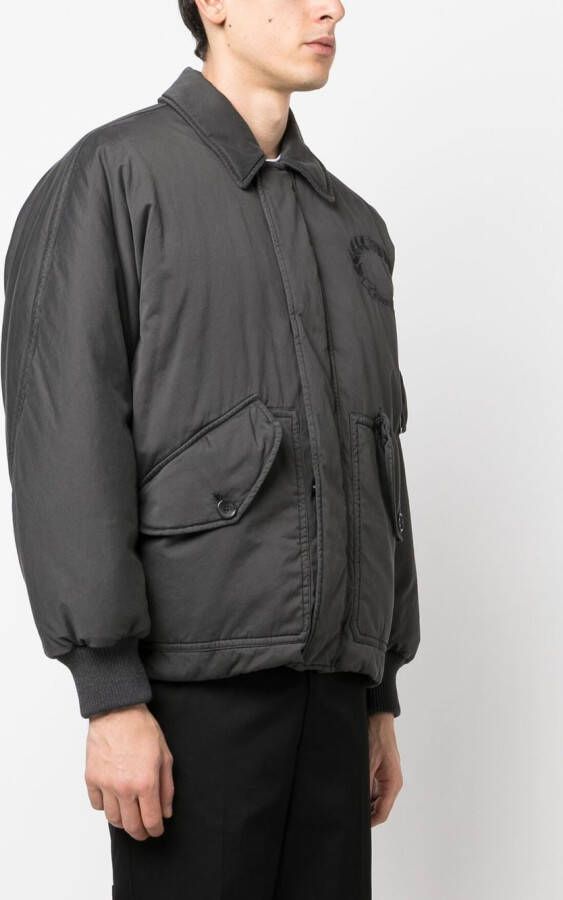 Burberry Bomberjack met geborduurd logo Grijs