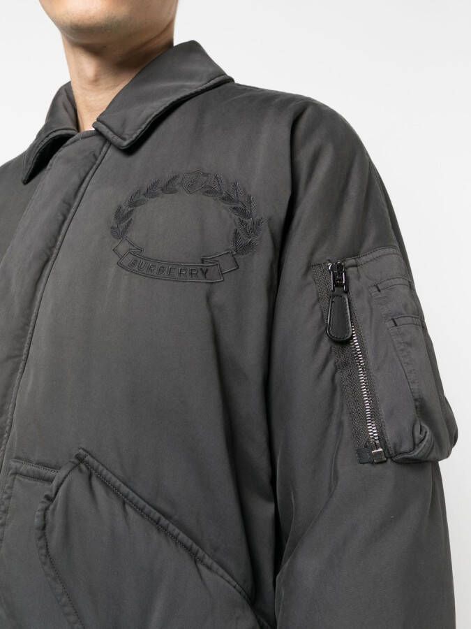 Burberry Bomberjack met geborduurd logo Grijs