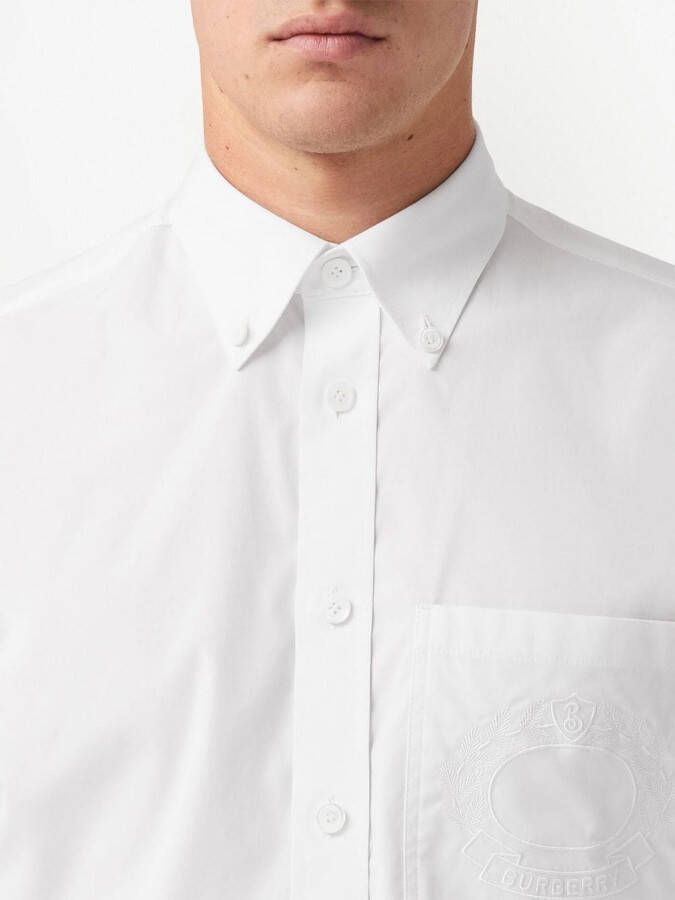 Burberry Overhemd met geborduurd logo Wit