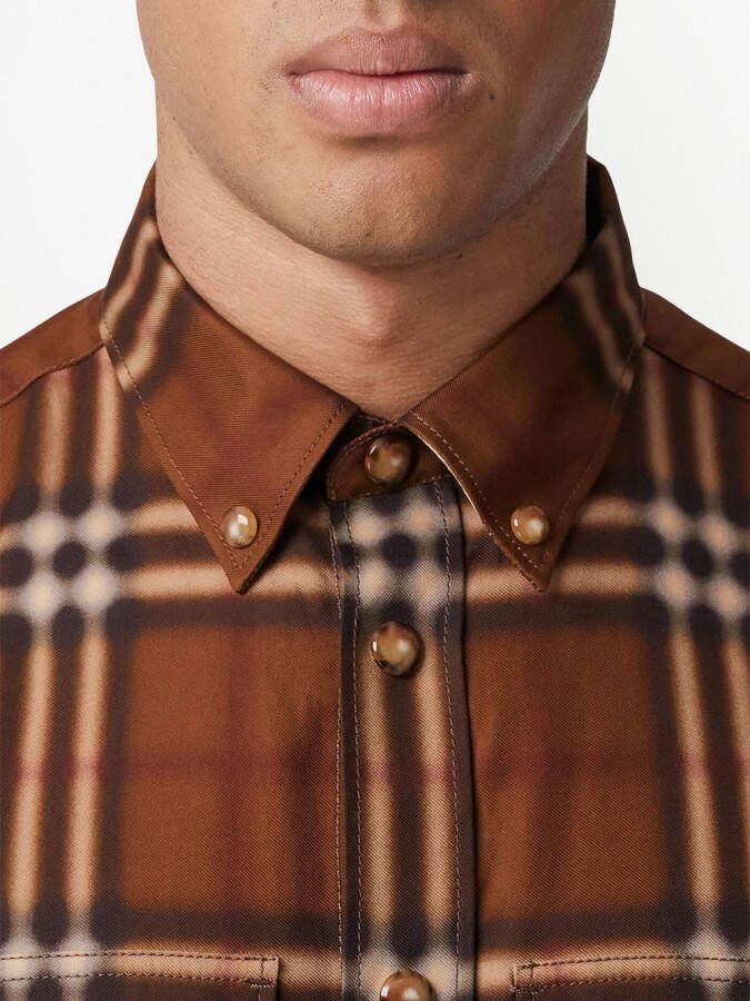 Burberry Geruit overhemd Bruin