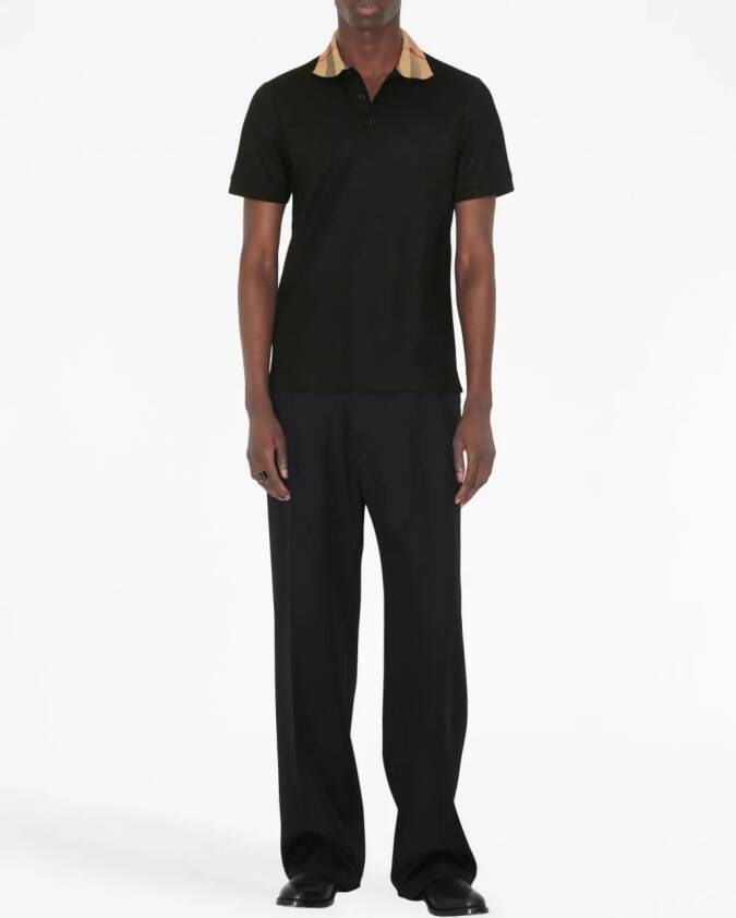 Burberry Geruit poloshirt Zwart
