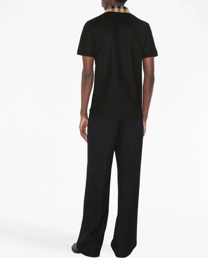 Burberry Geruit poloshirt Zwart