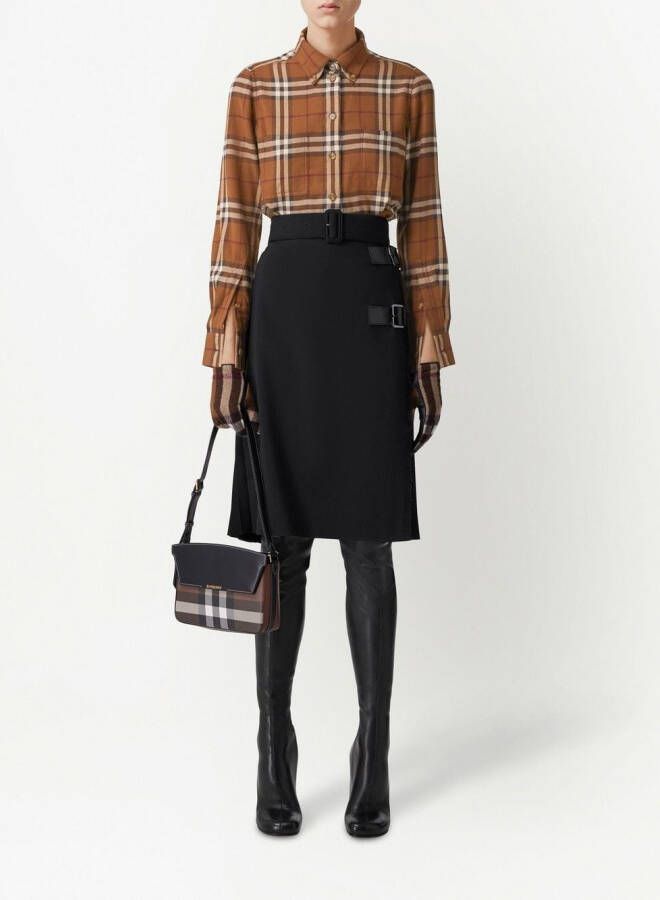 Burberry Geruite blouse Bruin