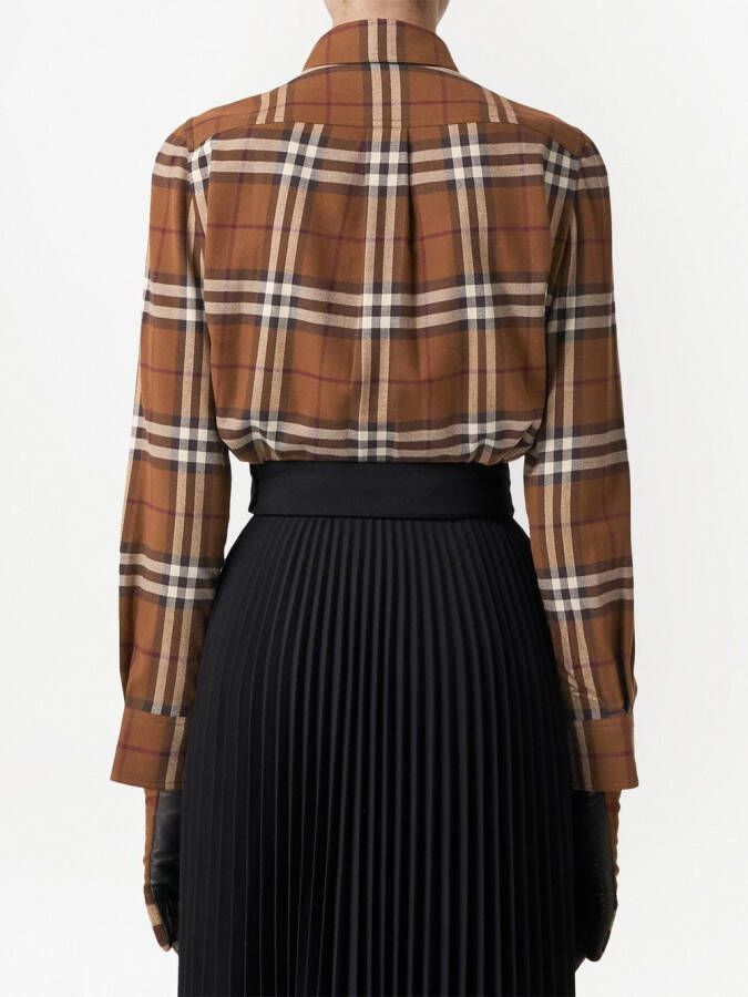 Burberry Geruite blouse Bruin
