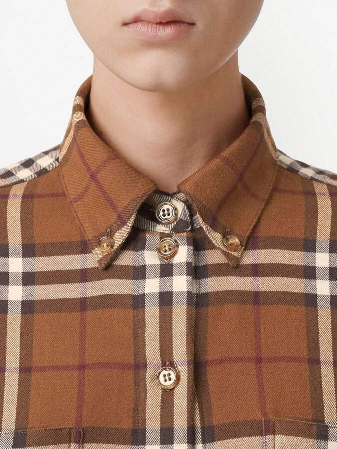 Burberry Geruite blouse Bruin