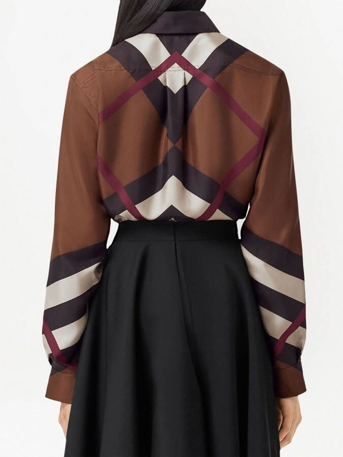 Burberry Geruite blouse Bruin