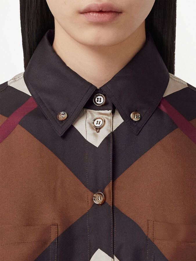 Burberry Geruite blouse Bruin