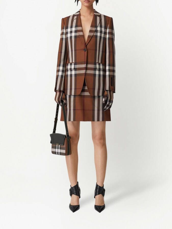 Burberry Geruite blouse Bruin