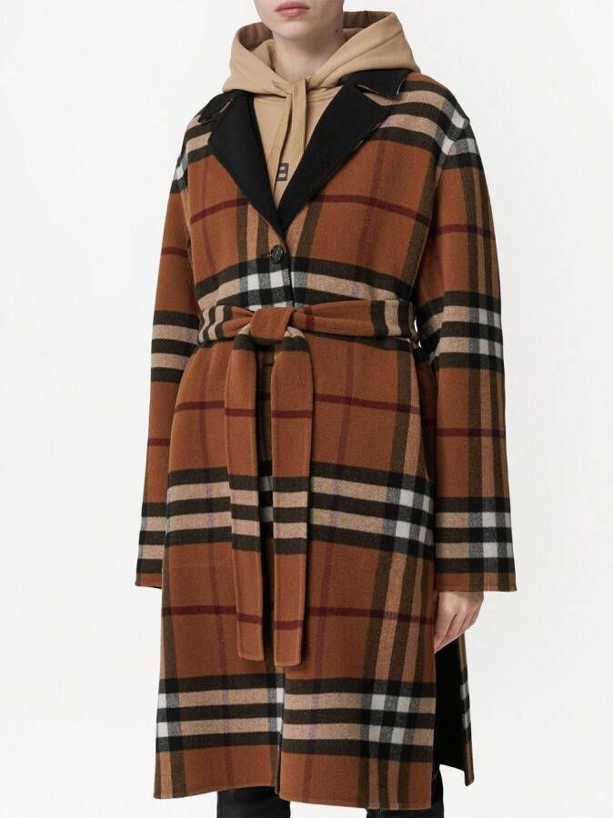 Burberry Geruite jas Bruin
