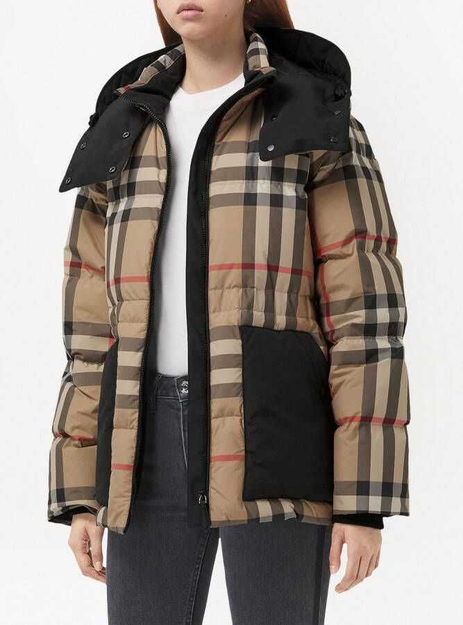 Burberry Vintage check gewatteerd jack Bruin
