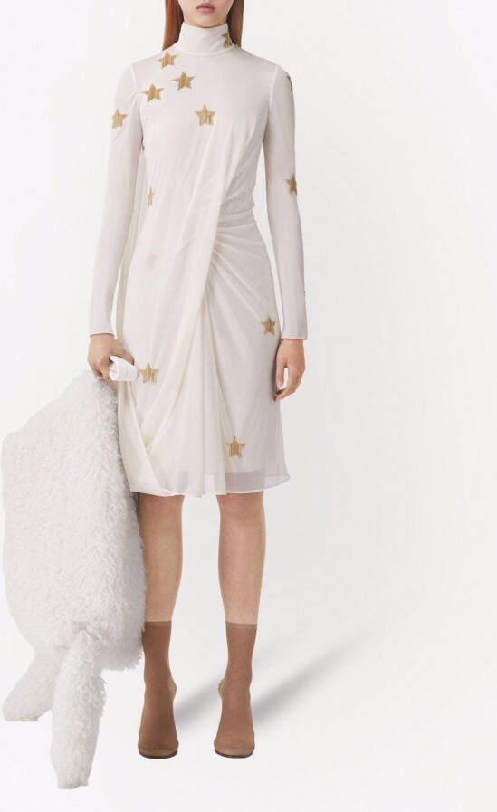 Burberry Jurk met sterpatroon Beige