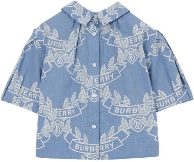 Burberry Kids Chambray blouse Blauw