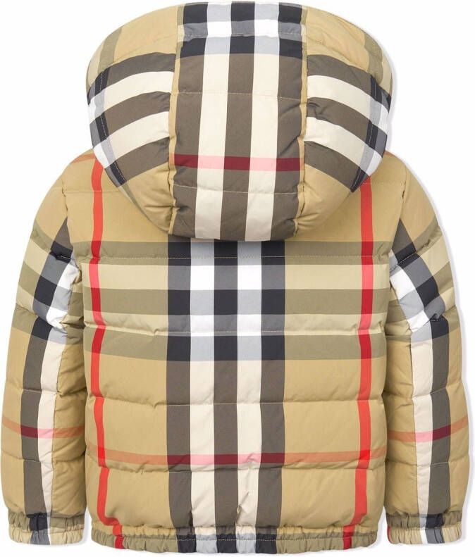 Burberry Kids Geruit donsjack Beige