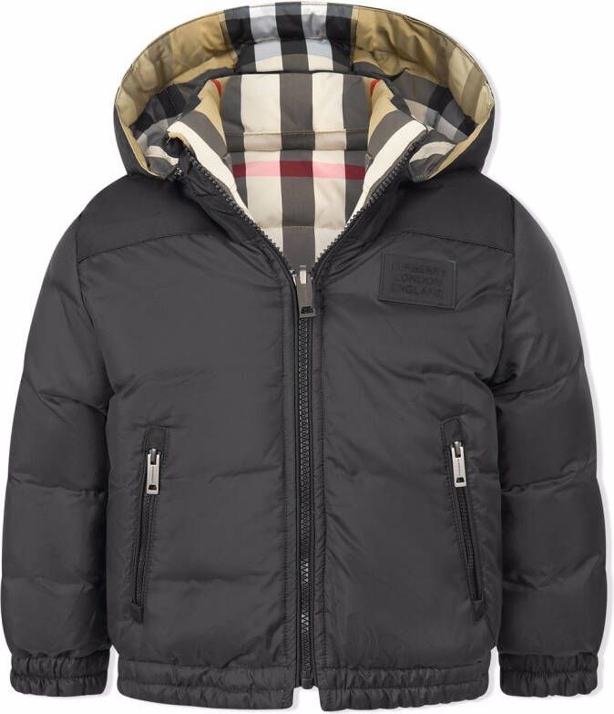 Burberry Kids Geruit donsjack Beige