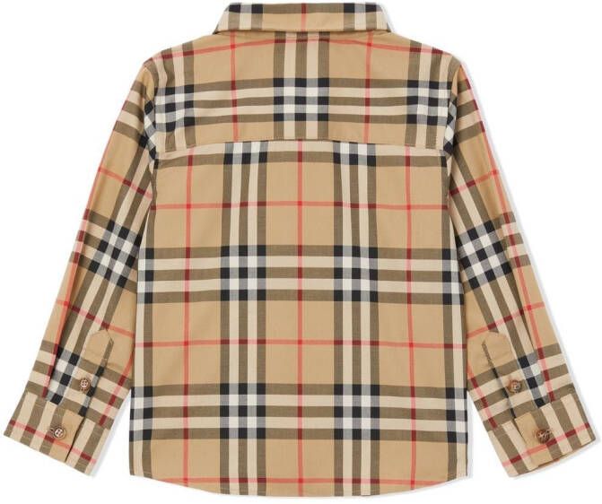 Burberry Kids Geruit shirt Beige