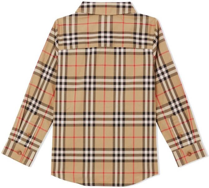 Burberry Kids Geruit shirt Beige