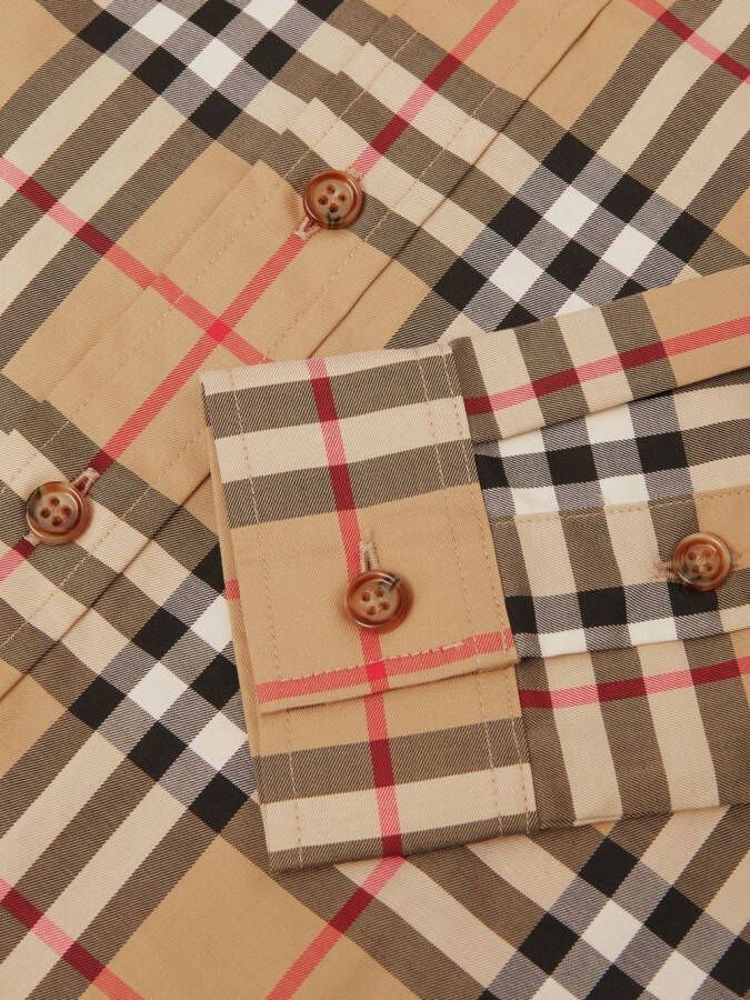 Burberry Kids Geruit shirt Beige