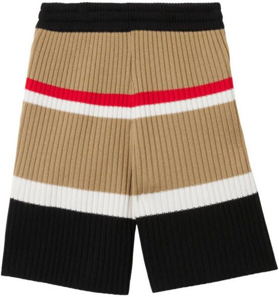Burberry Kids Gestreepte shorts Zwart