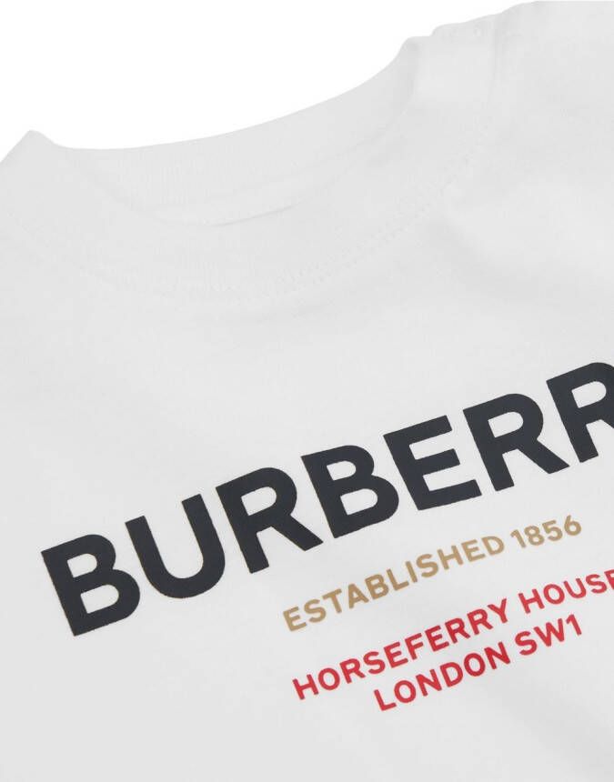 Burberry Kids Romper met Horseferry-print Wit