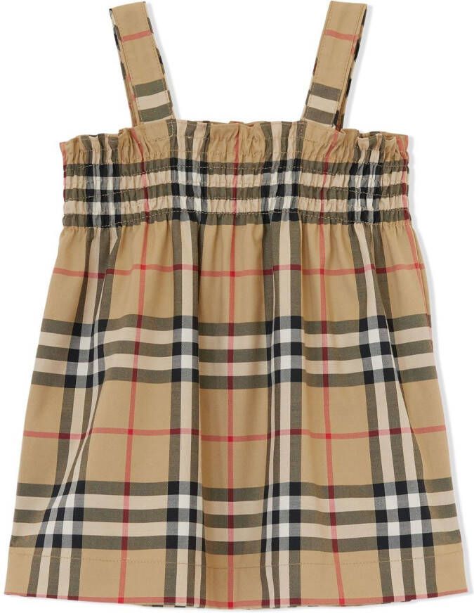 Burberry Kids Jurk met Vintage Check Bruin