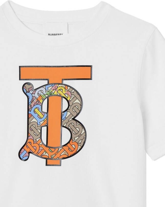 Burberry Kids T-shirt met monogram patroon Wit