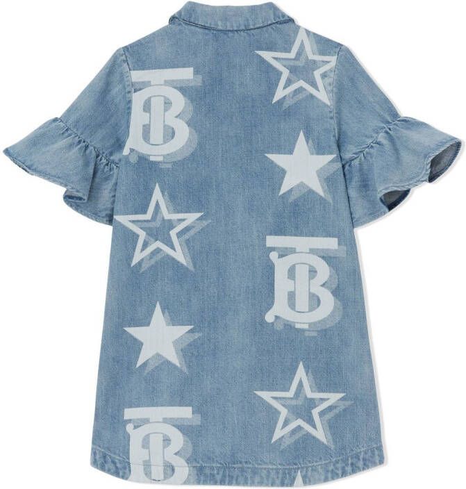 Burberry Kids Mini-jurk met monogramprint Blauw
