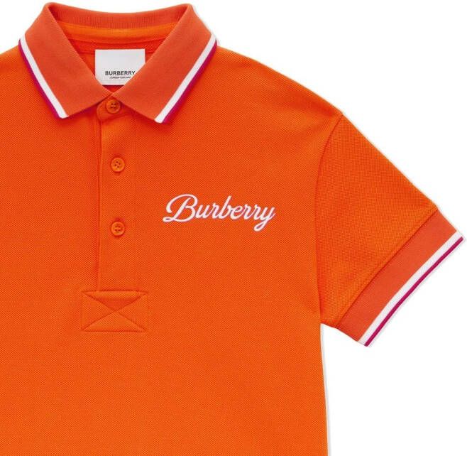 Burberry Kids Piqué poloshirt Oranje