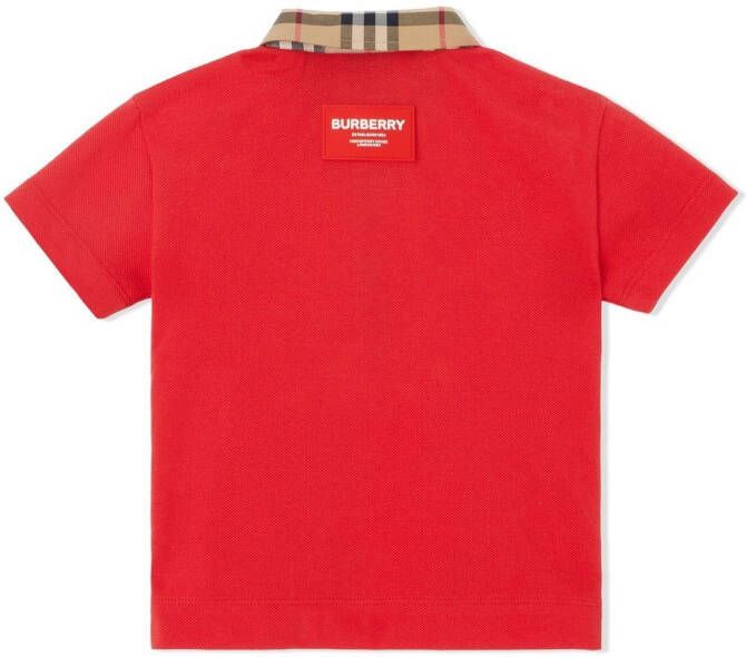 Burberry Kids Poloshirt met geruite zoom Rood