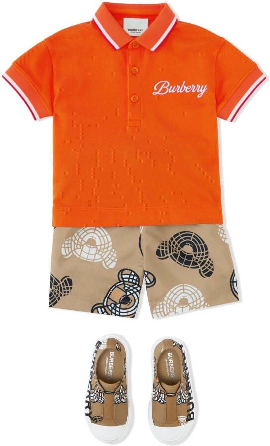 Burberry Kids Poloshirt met logoprint Oranje