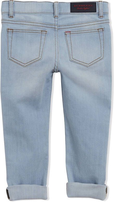 Burberry Kids Relaxed Fit Stretch Jeans Blauw