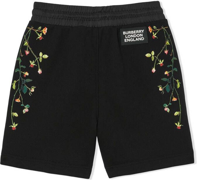 Burberry Kids Shorts met bloemenprint Zwart