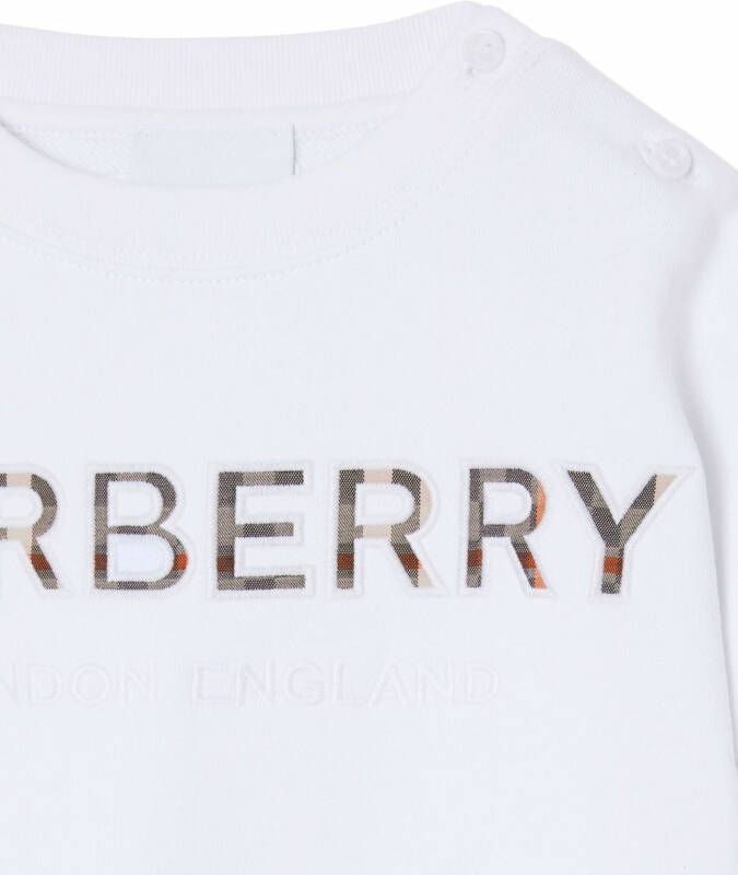 Burberry Kids Sweater met geborduurd logo Wit