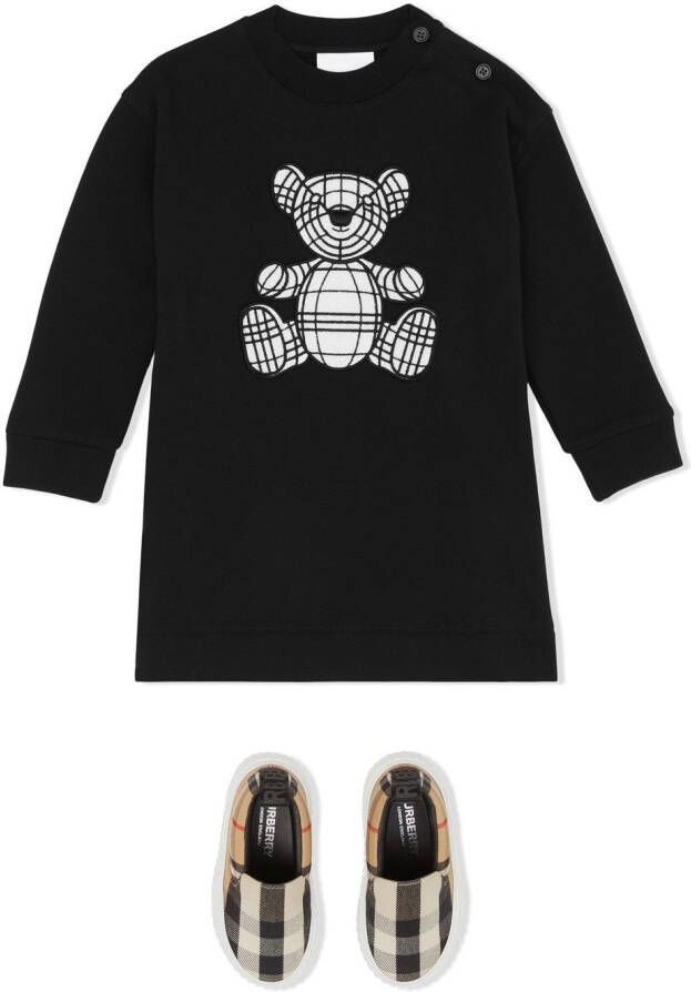 Burberry Kids Sweaterjurk met borduurwerk Zwart